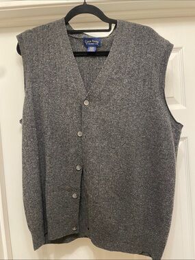 Club Room Gray Lambswool Knit Sweater Vest